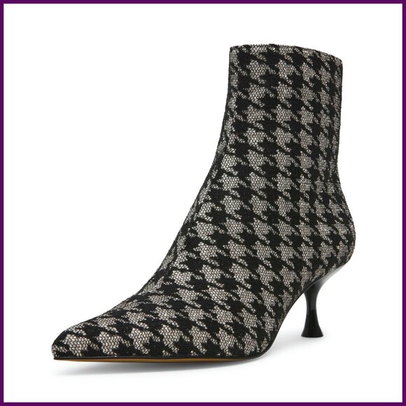 Pointed Toe Kitten Heel Booties 2.5 Inch Heel Sophisticated Style